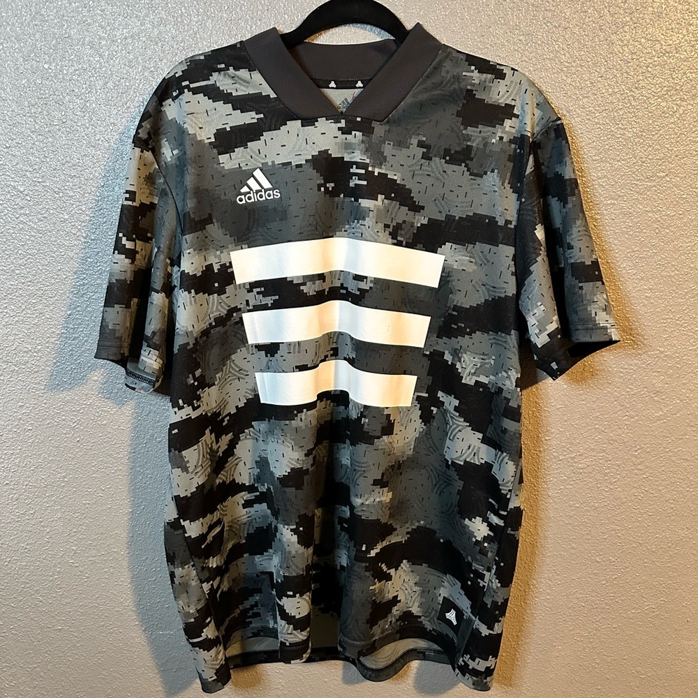 Adidas Tango Gray Black White Digital Camo Soccer Jersey Adult Size Medium Men’s